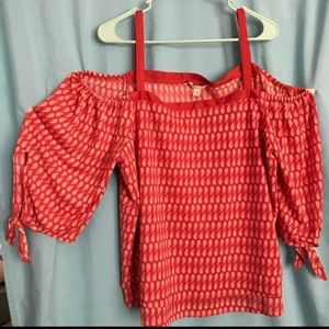 Women’s Off-Shoulder Red Patterned Blouse